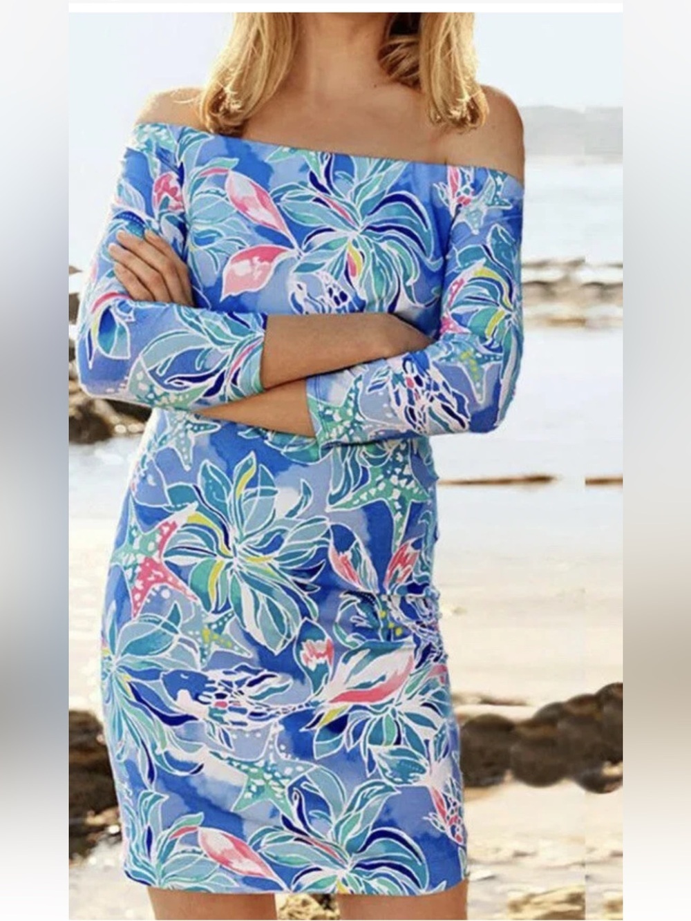 LILLY PULITZER LAURANA BENNET BLUE  CELESTIAL SEAS DRESS  SIZE  M